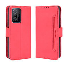 Custodia Portafoglio In Pelle Cover con Supporto BY3 per Xiaomi Mi 11T Pro 5G Rosso