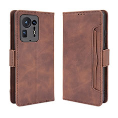 Custodia Portafoglio In Pelle Cover con Supporto BY3 per Xiaomi Mi Mix 4 5G Marrone