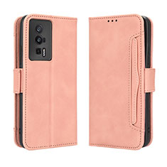 Custodia Portafoglio In Pelle Cover con Supporto BY3 per Xiaomi Poco F5 Pro 5G Rosa