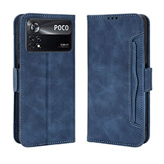 Custodia Portafoglio In Pelle Cover con Supporto BY3 per Xiaomi Poco M4 Pro 4G Blu