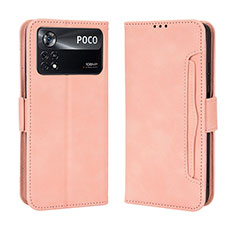 Custodia Portafoglio In Pelle Cover con Supporto BY3 per Xiaomi Poco M4 Pro 4G Rosa