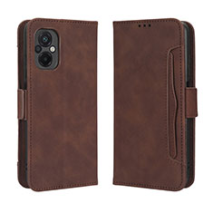 Custodia Portafoglio In Pelle Cover con Supporto BY3 per Xiaomi Poco M5 4G Marrone