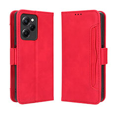 Custodia Portafoglio In Pelle Cover con Supporto BY3 per Xiaomi Poco X5 Pro 5G Rosso
