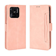 Custodia Portafoglio In Pelle Cover con Supporto BY3 per Xiaomi Redmi 10 India Rosa