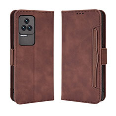 Custodia Portafoglio In Pelle Cover con Supporto BY3 per Xiaomi Redmi K50 Pro 5G Marrone