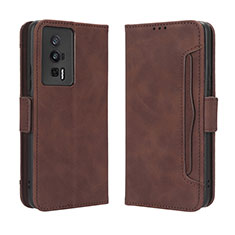 Custodia Portafoglio In Pelle Cover con Supporto BY3 per Xiaomi Redmi K60 5G Marrone