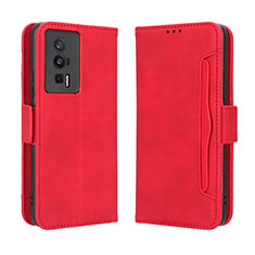 Custodia Portafoglio In Pelle Cover con Supporto BY3 per Xiaomi Redmi K60 5G Rosso