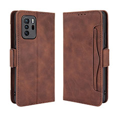 Custodia Portafoglio In Pelle Cover con Supporto BY3 per Xiaomi Redmi Note 10 Pro 5G Marrone