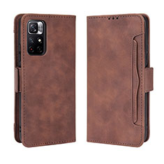 Custodia Portafoglio In Pelle Cover con Supporto BY3 per Xiaomi Redmi Note 11 5G Marrone