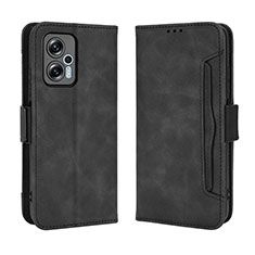 Custodia Portafoglio In Pelle Cover con Supporto BY3 per Xiaomi Redmi Note 11T Pro 5G Nero