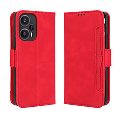 Custodia Portafoglio In Pelle Cover con Supporto BY3 per Xiaomi Redmi Note 12 Turbo 5G Rosso