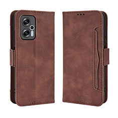 Custodia Portafoglio In Pelle Cover con Supporto BY3 per Xiaomi Redmi Note 12T Pro 5G Marrone