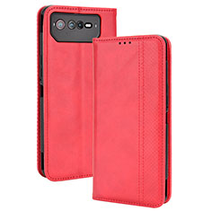 Custodia Portafoglio In Pelle Cover con Supporto BY4 per Asus ROG Phone 6 Pro Rosso