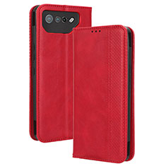 Custodia Portafoglio In Pelle Cover con Supporto BY4 per Asus ROG Phone 7 Pro Rosso