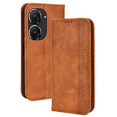 Custodia Portafoglio In Pelle Cover con Supporto BY4 per Asus ZenFone 10 Marrone