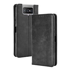 Custodia Portafoglio In Pelle Cover con Supporto BY4 per Asus Zenfone 7 ZS670KS Nero