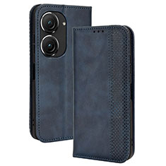 Custodia Portafoglio In Pelle Cover con Supporto BY4 per Asus Zenfone 9 Blu