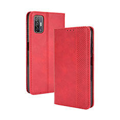 Custodia Portafoglio In Pelle Cover con Supporto BY4 per HTC Desire 21 Pro 5G Rosso