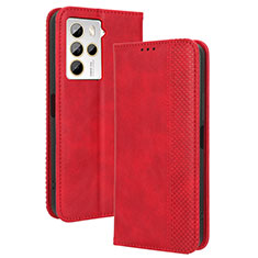 Custodia Portafoglio In Pelle Cover con Supporto BY4 per HTC U23 5G Rosso