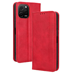 Custodia Portafoglio In Pelle Cover con Supporto BY4 per Huawei Enjoy 50z Rosso