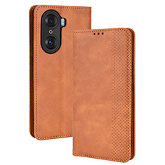 Custodia Portafoglio In Pelle Cover con Supporto BY4 per Huawei Honor 60 Pro 5G Marrone