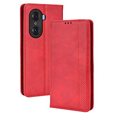 Custodia Portafoglio In Pelle Cover con Supporto BY4 per Huawei Honor 60 Pro 5G Rosso