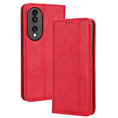 Custodia Portafoglio In Pelle Cover con Supporto BY4 per Huawei Honor 70 5G Rosso