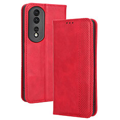 Custodia Portafoglio In Pelle Cover con Supporto BY4 per Huawei Honor 80 Pro 5G Rosso