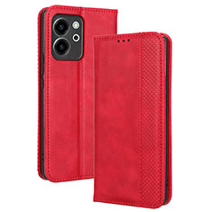 Custodia Portafoglio In Pelle Cover con Supporto BY4 per Huawei Honor 80 SE 5G Rosso