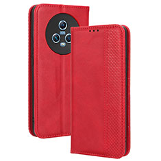 Custodia Portafoglio In Pelle Cover con Supporto BY4 per Huawei Honor Magic5 5G Rosso