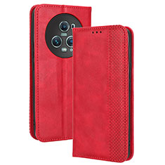 Custodia Portafoglio In Pelle Cover con Supporto BY4 per Huawei Honor Magic5 Pro 5G Rosso