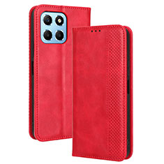 Custodia Portafoglio In Pelle Cover con Supporto BY4 per Huawei Honor X6 5G Rosso