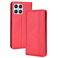 Custodia Portafoglio In Pelle Cover con Supporto BY4 per Huawei Honor X8 4G Rosso