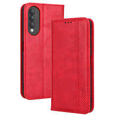 Custodia Portafoglio In Pelle Cover con Supporto BY4 per Huawei Nova 10z Rosso