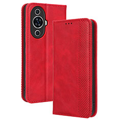 Custodia Portafoglio In Pelle Cover con Supporto BY4 per Huawei Nova 11 Pro Rosso