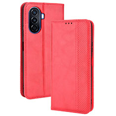 Custodia Portafoglio In Pelle Cover con Supporto BY4 per Huawei Nova Y70 Plus Rosso