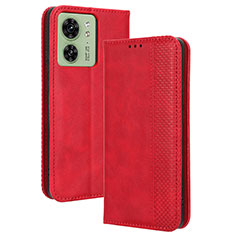 Custodia Portafoglio In Pelle Cover con Supporto BY4 per Motorola Moto Edge 40 5G Rosso