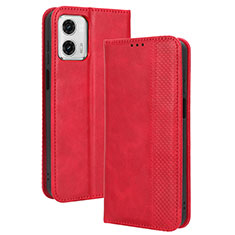 Custodia Portafoglio In Pelle Cover con Supporto BY4 per Motorola Moto G53 5G Rosso