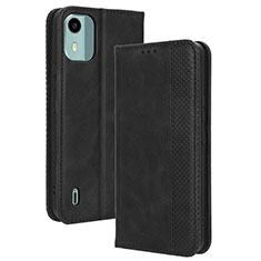 Custodia Portafoglio In Pelle Cover con Supporto BY4 per Nokia C12 Nero