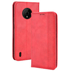 Custodia Portafoglio In Pelle Cover con Supporto BY4 per Nokia C200 Rosso