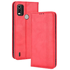 Custodia Portafoglio In Pelle Cover con Supporto BY4 per Nokia G11 Plus Rosso