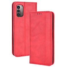 Custodia Portafoglio In Pelle Cover con Supporto BY4 per Nokia G11 Rosso