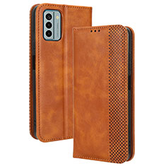 Custodia Portafoglio In Pelle Cover con Supporto BY4 per Nokia G22 Marrone