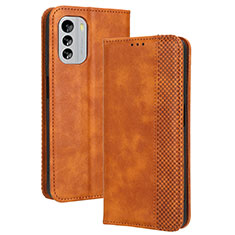 Custodia Portafoglio In Pelle Cover con Supporto BY4 per Nokia G60 5G Marrone