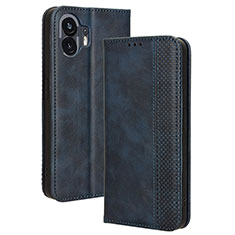 Custodia Portafoglio In Pelle Cover con Supporto BY4 per Nothing Phone 2 Blu