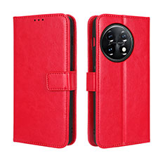 Custodia Portafoglio In Pelle Cover con Supporto BY4 per OnePlus Ace 2 5G Rosso