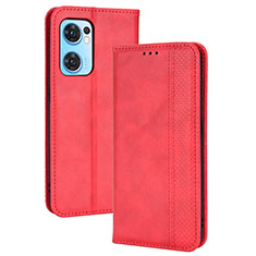 Custodia Portafoglio In Pelle Cover con Supporto BY4 per OnePlus Nord CE 2 5G Rosso