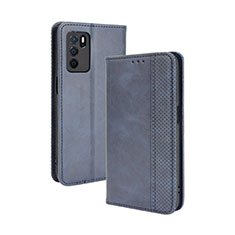 Custodia Portafoglio In Pelle Cover con Supporto BY4 per Oppo A16 Blu