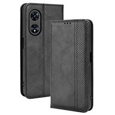 Custodia Portafoglio In Pelle Cover con Supporto BY4 per Oppo A18 Nero