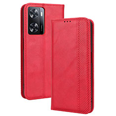 Custodia Portafoglio In Pelle Cover con Supporto BY4 per Oppo A57s Rosso
